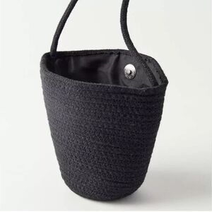 Black Rope woven mini bowl bag with spaghetti strap